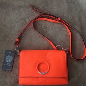 Vince Camuto neon orange leather crossbody